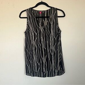 Vince Camuto Black and White Patterned Tank Top